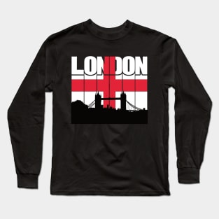 England Flag over London City Long Sleeve T-Shirt